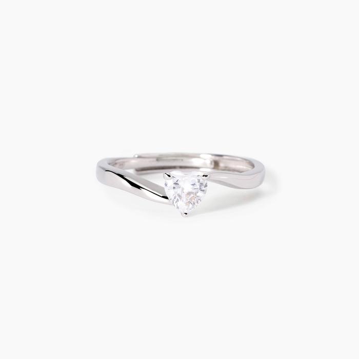 Silver ring with heart zirconia Blessed among women