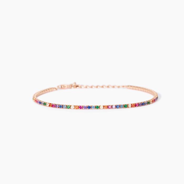 Bracelet tennis plaqué or avec mini perles de tennis
