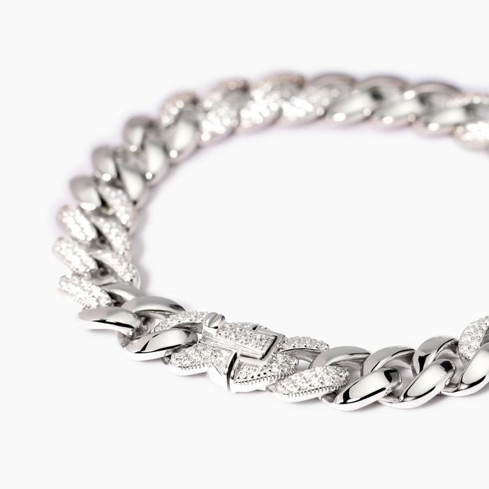 Bracelet avec chaîne groumette et zircone Un Grand Privilège
