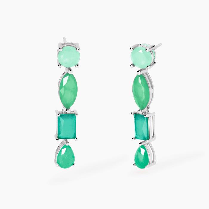 Boucles d'oreilles en verre fusionné vert Santorin