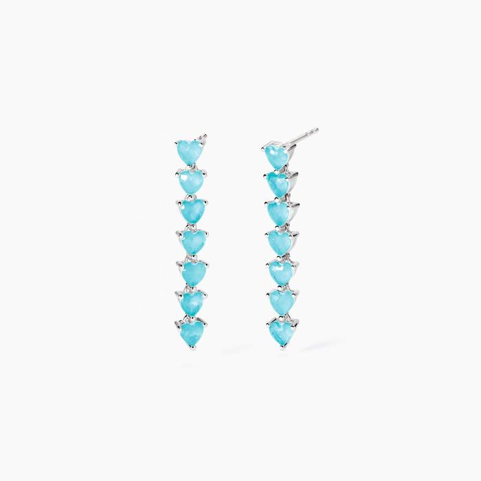 Boucles d'oreilles tennis avec verre en pierre de fusion bleue Ce ne sera pas une aventure