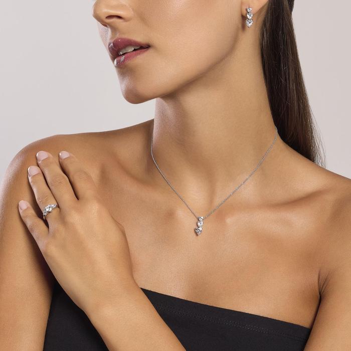 Boucles d'oreilles en argent et zircone en forme de cœur