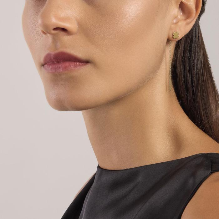 Boucles d'oreilles plaquées or avec trèfle à quatre feuilles brillant