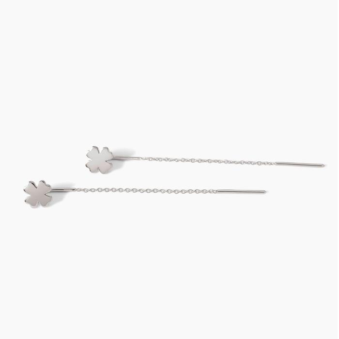 Boucles d'oreilles pendantes brillantes en forme de trèfle à quatre feuilles