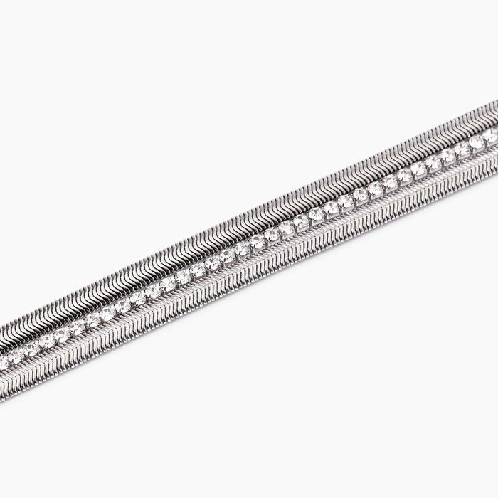 Bracciale con doppia catena e tennis