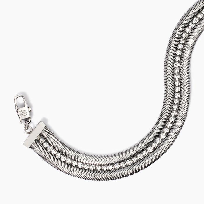 Bracciale con doppia catena e tennis