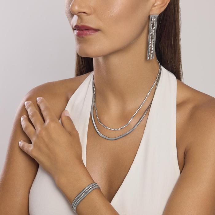 Bracciale con doppia catena e tennis