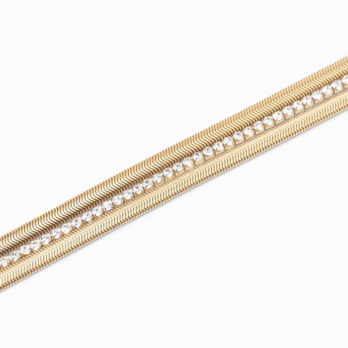 Bracciale dorato con doppia catena e tennis