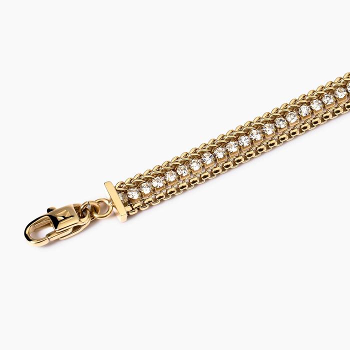 Bracciale dorato con due catene e tennis