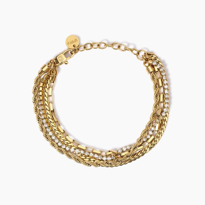 Bracciale dorato con tondi effetto martellato