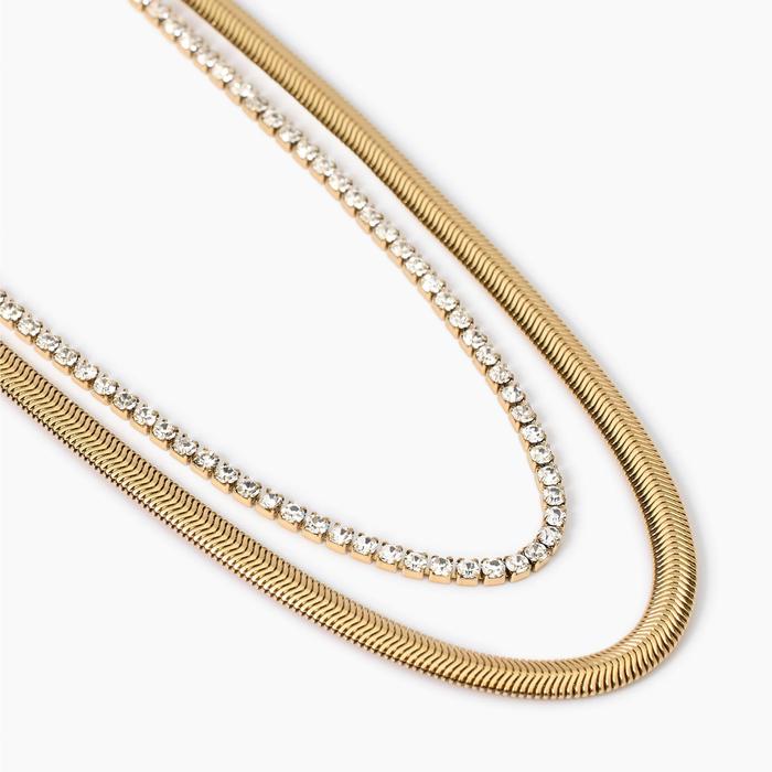 Girocollo dorato con tennis di cristalli