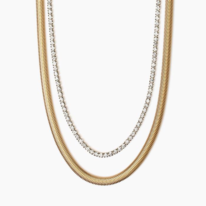 Girocollo dorato con tennis di cristalli