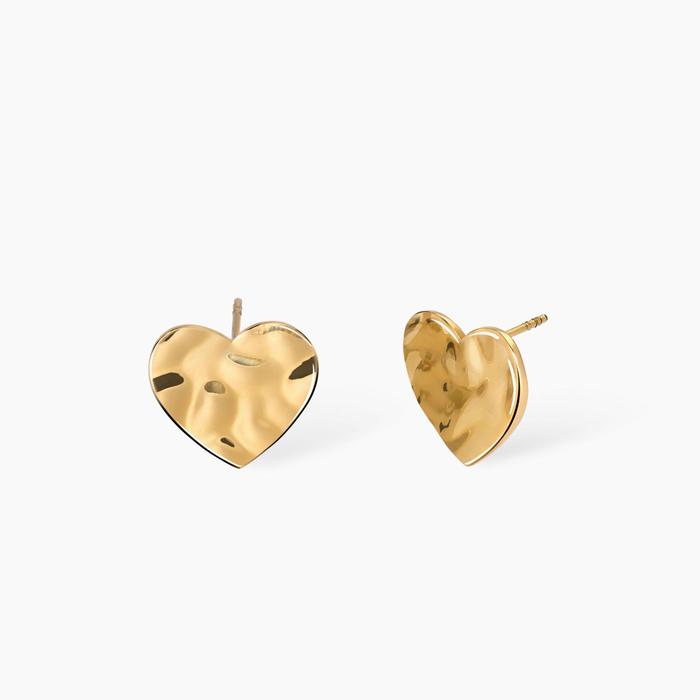 Style 03 Orecchini cuore dorati effetto martellato