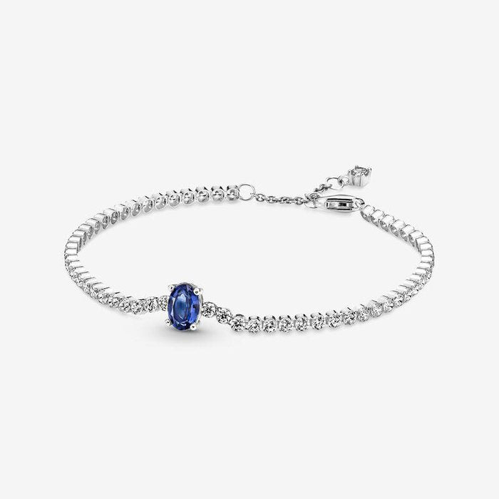 Tennis Bracelet with Blue Stone