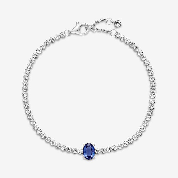 Tennis Bracelet with Blue Stone