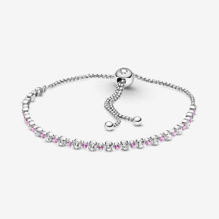 Bracelet tennis rose avec fermoir réglable