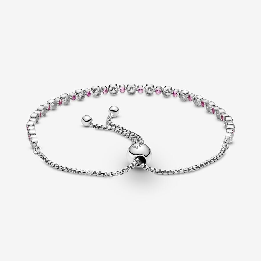 Bracelet tennis rose avec fermoir réglable