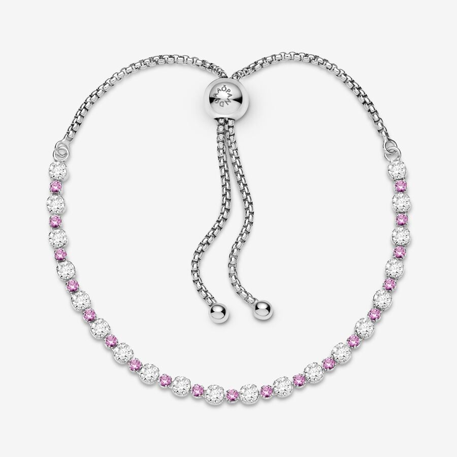 Bracciale Tennis Rosa con Chiusura Regolabile