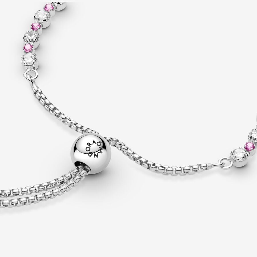 Bracelet tennis rose avec fermoir réglable
