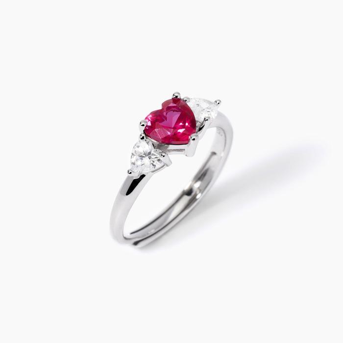 Anello con rubino sintetico taglio cuore Lovely
