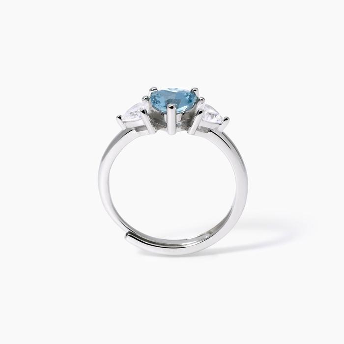 Jolie bague en aigue-marine synthétique taille cœur
