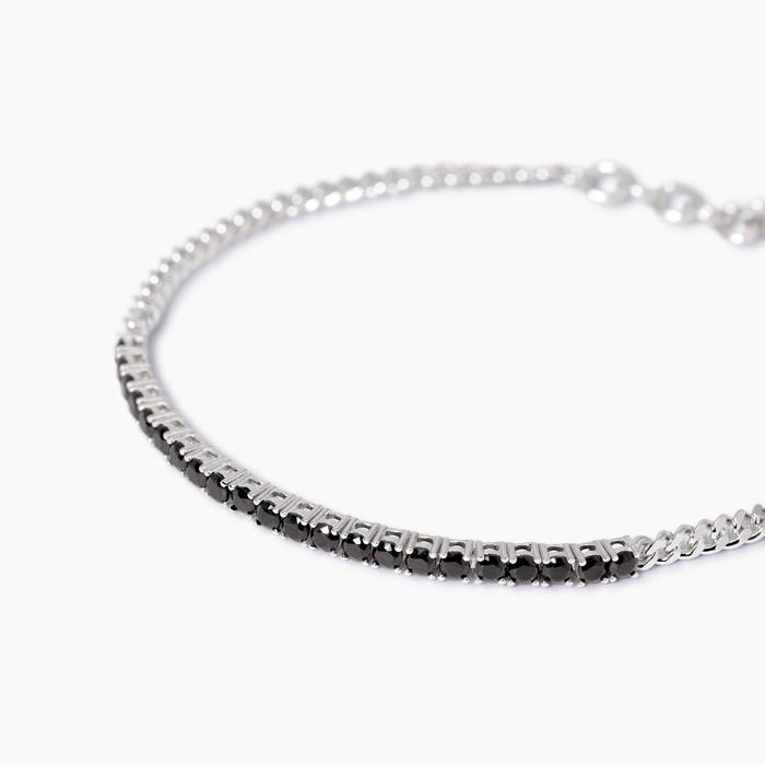 Bracciale con catena groumette e tennis di zirconi Midnight
