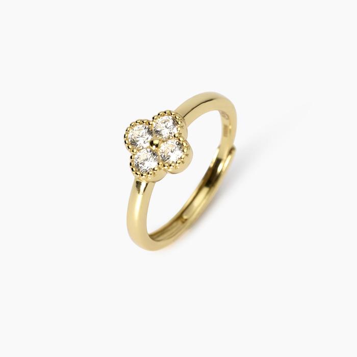 Jasmine Flower Gold Plated Silver Ring