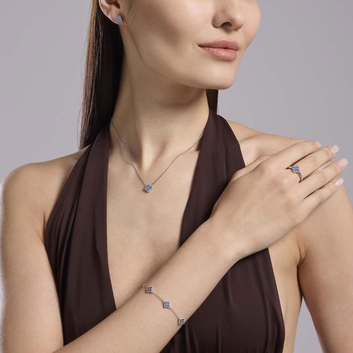 Anello con fiore azzurro Jasmine