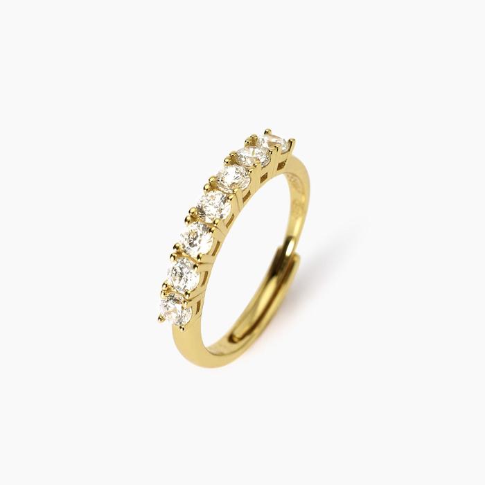 Anello veretta dorato con zirconi Seventies
