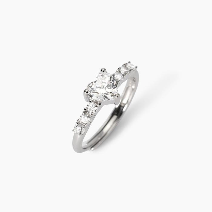 Anello regolabile con cuore in zirconi Rouge