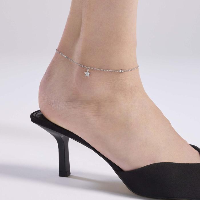 Cavigliera con zirconi e ciondolo stella Long Beach
