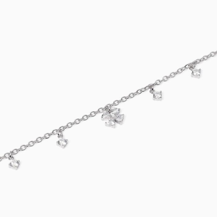 Bracciale con ciondoli in zircone e quadrifoglio Cercami