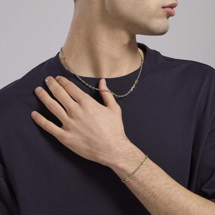 Bracciale da uomo con elementi placcati oro Skipper