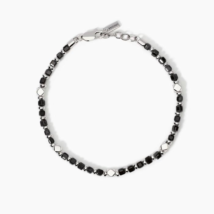 Bracciale da uomo in argento e agata nera California