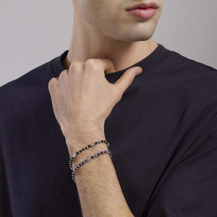 Bracelet homme en argent et sodalite bleu de Californie