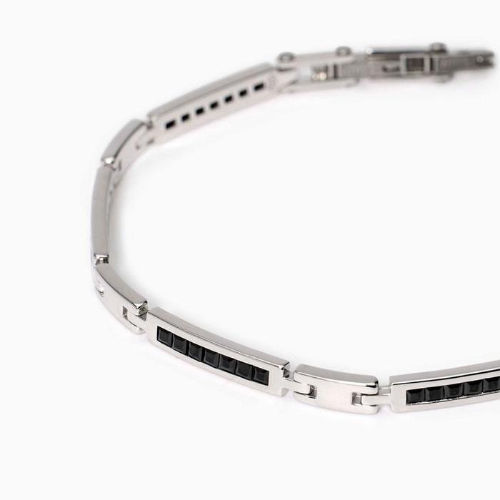 Bracciale uomo con piastre e zirconi neri Reloaded