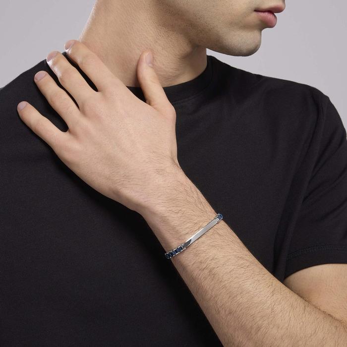 Bracciale uomo con inserti in ceramica blu Outside