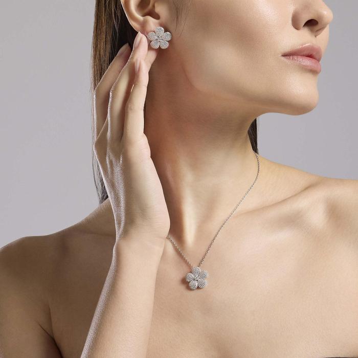 Girocollo in argento con fiore in zirconi Maledetta Primavera