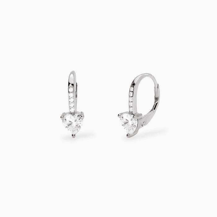 Orecchini a monachella con zirconi taglio cuore Rouge