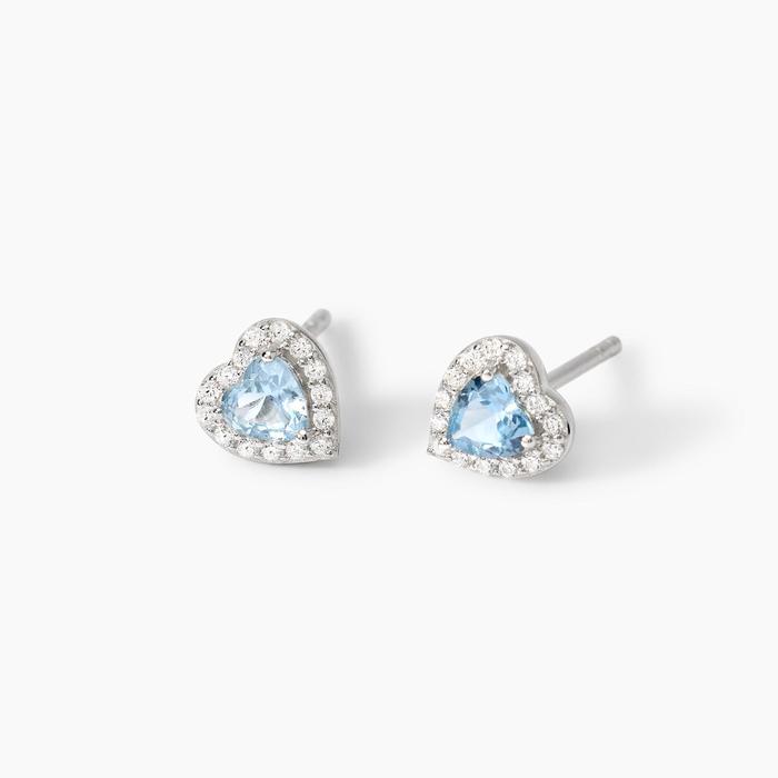 Boucles d'oreilles en aigue-marine synthétique taille cœur Love Affair
