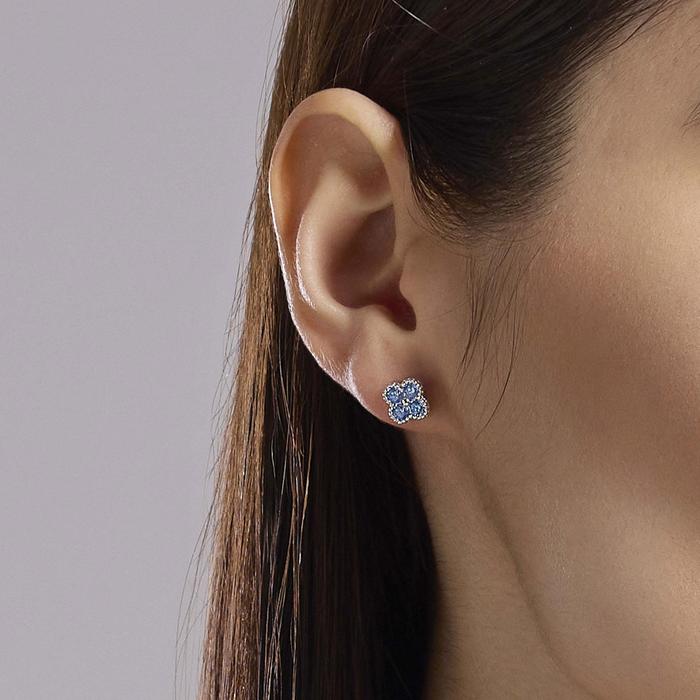 Boucles d'oreilles fleur de jasmin bleu