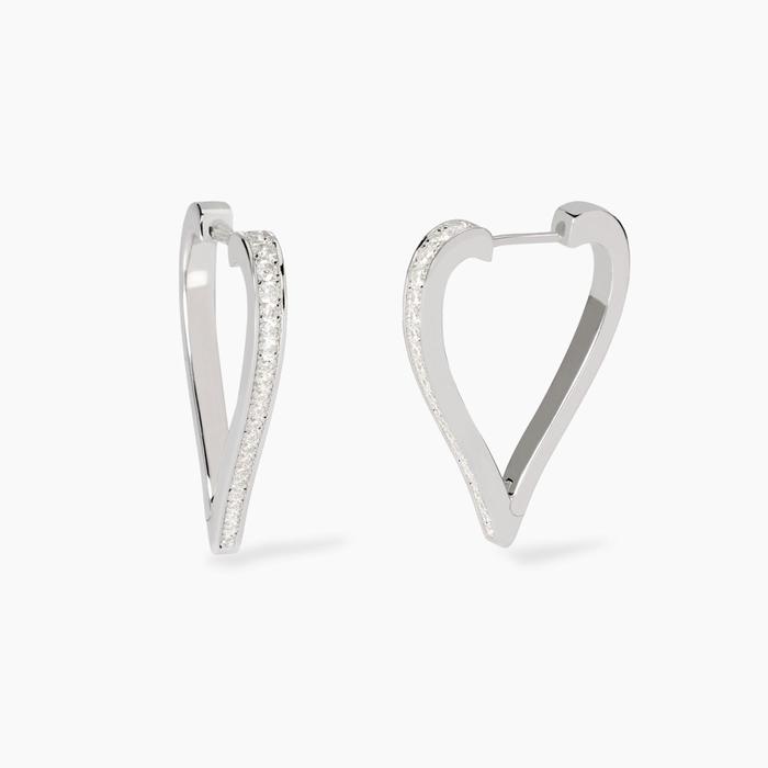 Lovely Zirconia Heart Hoop Earrings