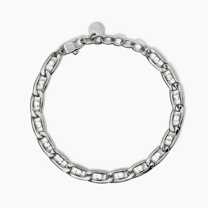 Bracelet avec chaîne groumette et cristaux