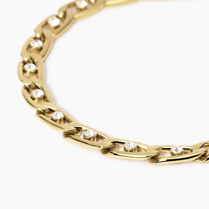 Bracciale dorato con catena groumette e cristalli