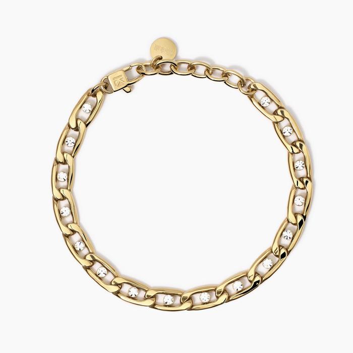 Bracciale dorato con catena groumette e cristalli