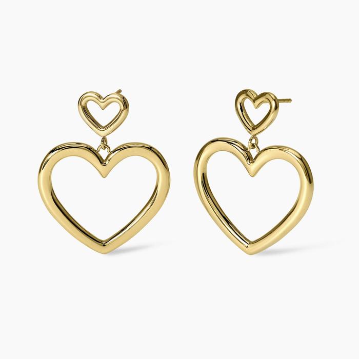 Boucles d'oreilles en acier doré avec cœurs