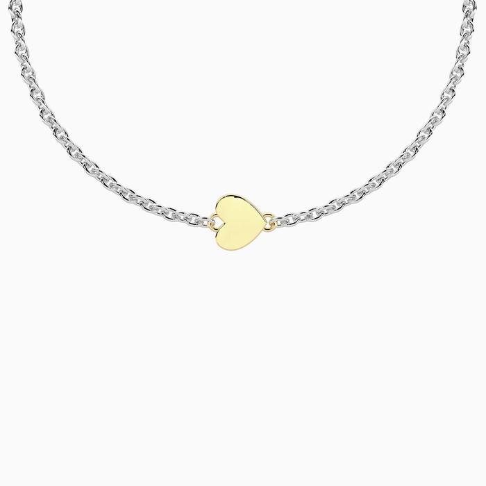 Bracciale con cuore in oro 9kt e chiusura non-reversibile