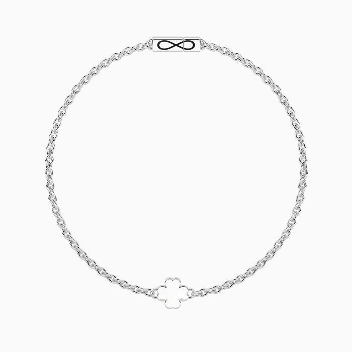 Bracciale con quadrifoglio e chiusura non-reversibile