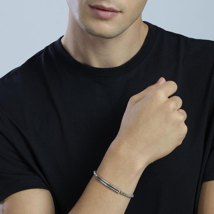 Bracciale con piastra in cristalli neri Style 15