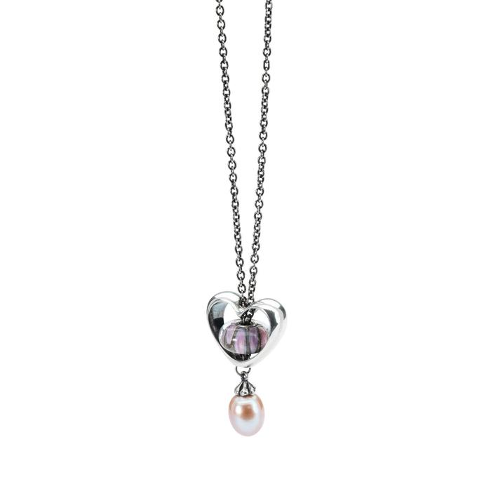 Silver Necklace with Pink Pearl